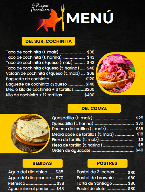 La Puerca Pecadora Del Valle Menu - Image 1