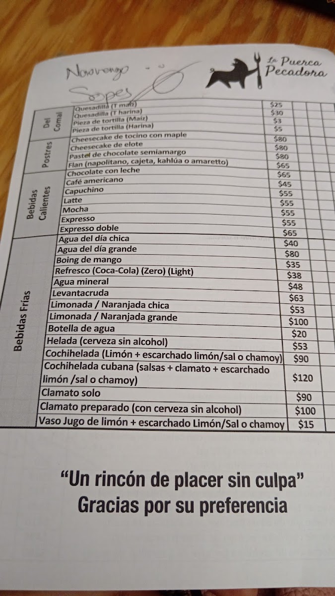 La Puerca Pecadora Del Valle Menu - Image 3